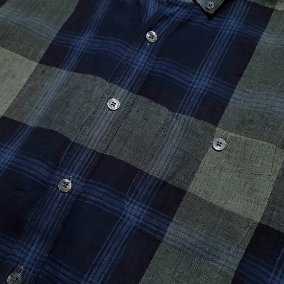 TODD SNYDER Men's Large Made in Portugal 100% Linen Plaid Button Up Shirt - Picture 6 of 11